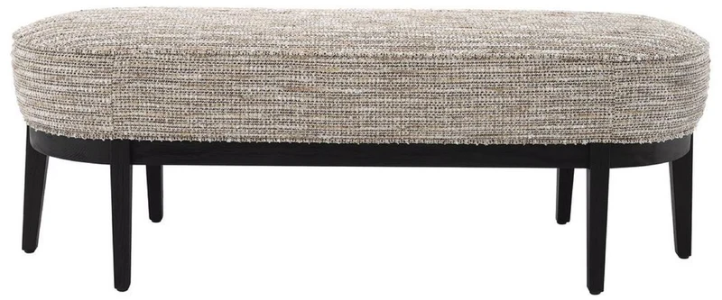 Casa Padrino Luxus Sitzbank Beige / Schwarz 132 x 45 x H. 47 cm - Gepolsterte Wohnzimmer Bank - Wohnzimmer Möbel - Hotel Möbel - Luxus Kollektion