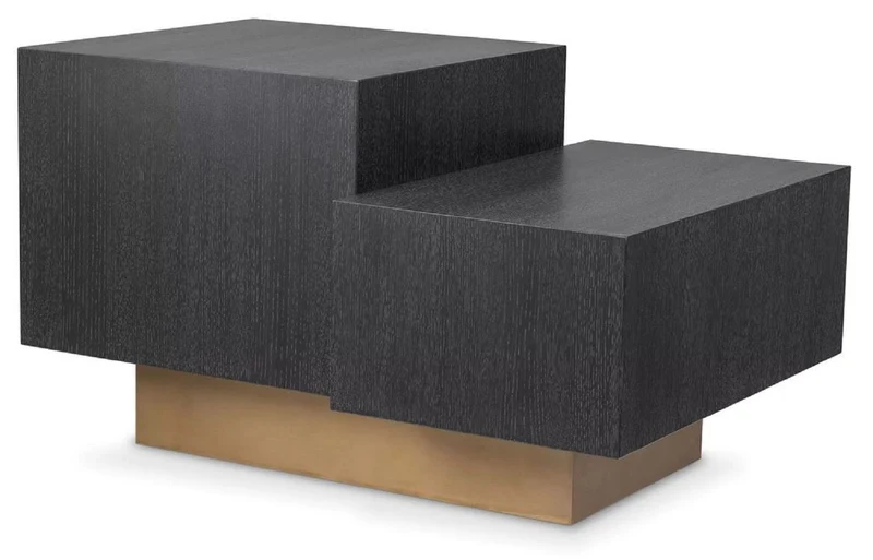 Casa Padrino Luxus Beistelltisch Schwarzgrau / Messingfarben 70,5 x 50 x H. 40,5 cm - Moderner Wohnzimmer Tisch - Luxus Designer Möbel