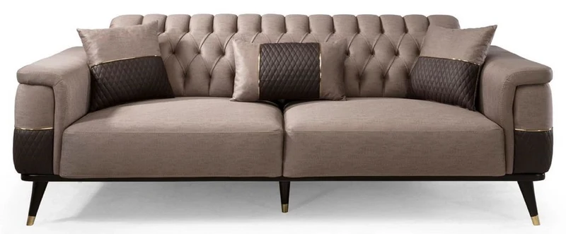Casa Padrino Luxus Schlafsofa Braun / Dunkelbraun / Gold 225 x 94 x H. 83 cm - Modernes Wohnzimmer Sofa - Wohnzimmer Möbel