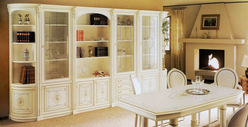 Casa Padrino Luxus Barock Schrank Weiß / Mehrfarbig / Gold - Edler Wohnzimmerschrank im Barockstil - Barock Wohnzimmer Möbel - Luxus Qualität - Made in Italy