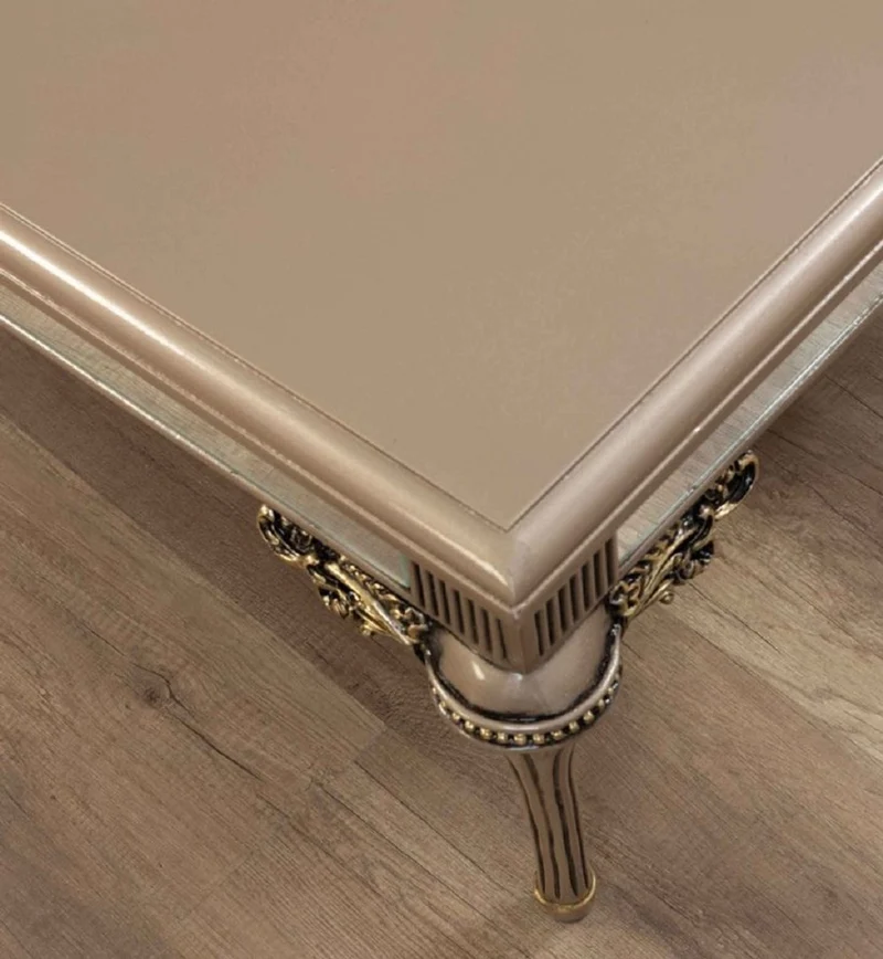 Casa Padrino Luxus Barock Couchtisch Grau / Schwarz / Gold - Prunkvoller Massivholz Wohnzimmertisch im Barockstil - Barock Wohnzimmer Möbel - Edel & Prunkvoll