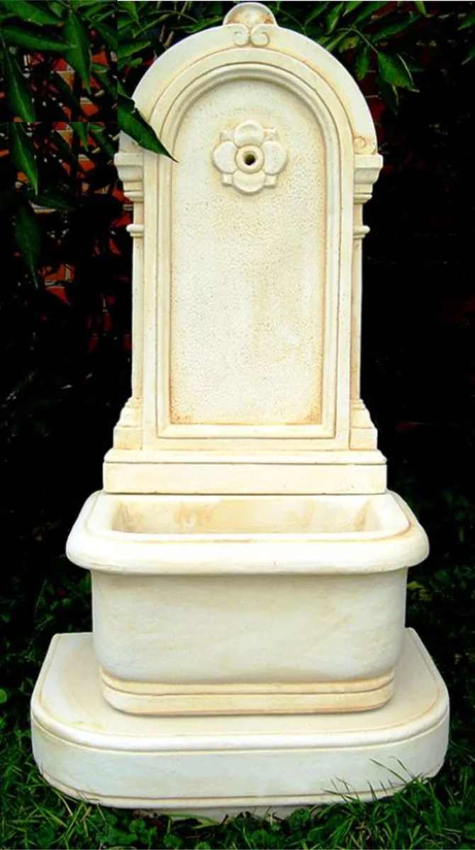 Casa Padrino Jugendstil Wandbrunnen Weiß / Beige H. 113 cm - Prunkvoller Gartenbrunnen - Gartendeko Stein Brunnen - Barock & Jugendstil Garten Deko Accessoires