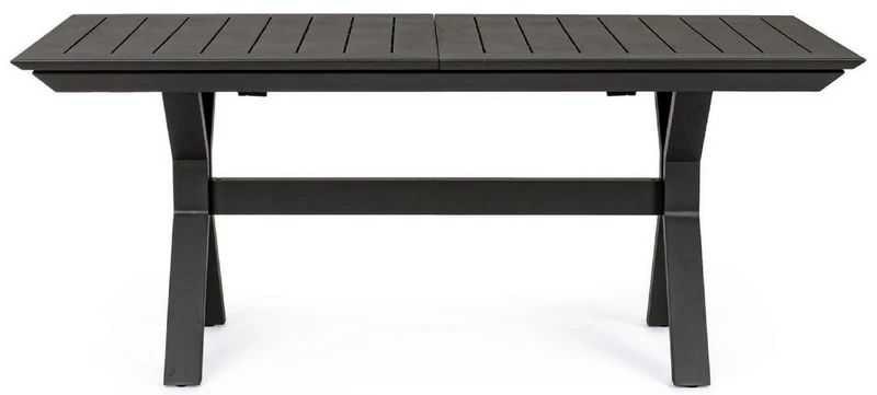 Casa Padrino Luxus Gartentisch Anthrazit 180-240 x 100 x H. 76 cm - Ausziehbarer Esstisch aus pulverbeschichtetem Aluminium - Luxus Garten & Terrassen Tisch - Luxus Garten & Terrassen Möbel