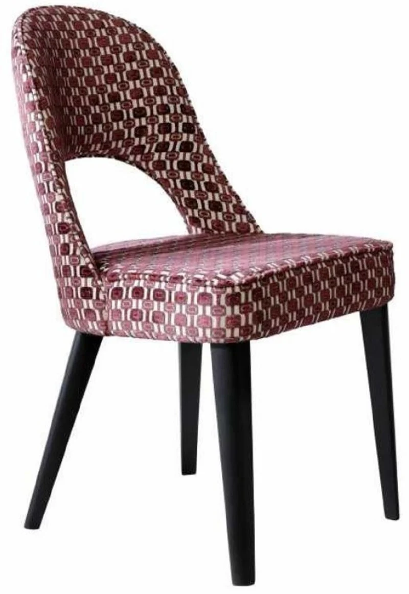 Casa Padrino Luxus Art Deco Esszimmerstuhl 4er Set Rot / Weiß / Schwarz 49 x 61 x H. 89 cm - Elegante Küchenstühle mit Muster - Esszimmer Möbel - Luxus Möbel - Art Deco Möbel - Luxus Einrichtung