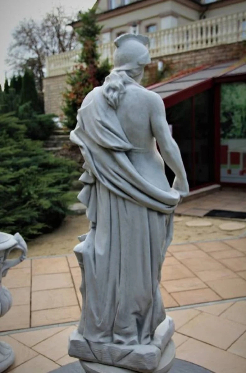 Casa Padrino Garten Deko Skulptur Römischer Soldat Grau H. 146 cm - Stein Figur - Garten Figur - XXL Figur - Garten Skulptur - Stein Skulptur - XXL Skulptur - Römische Garten Deko Accessoires
