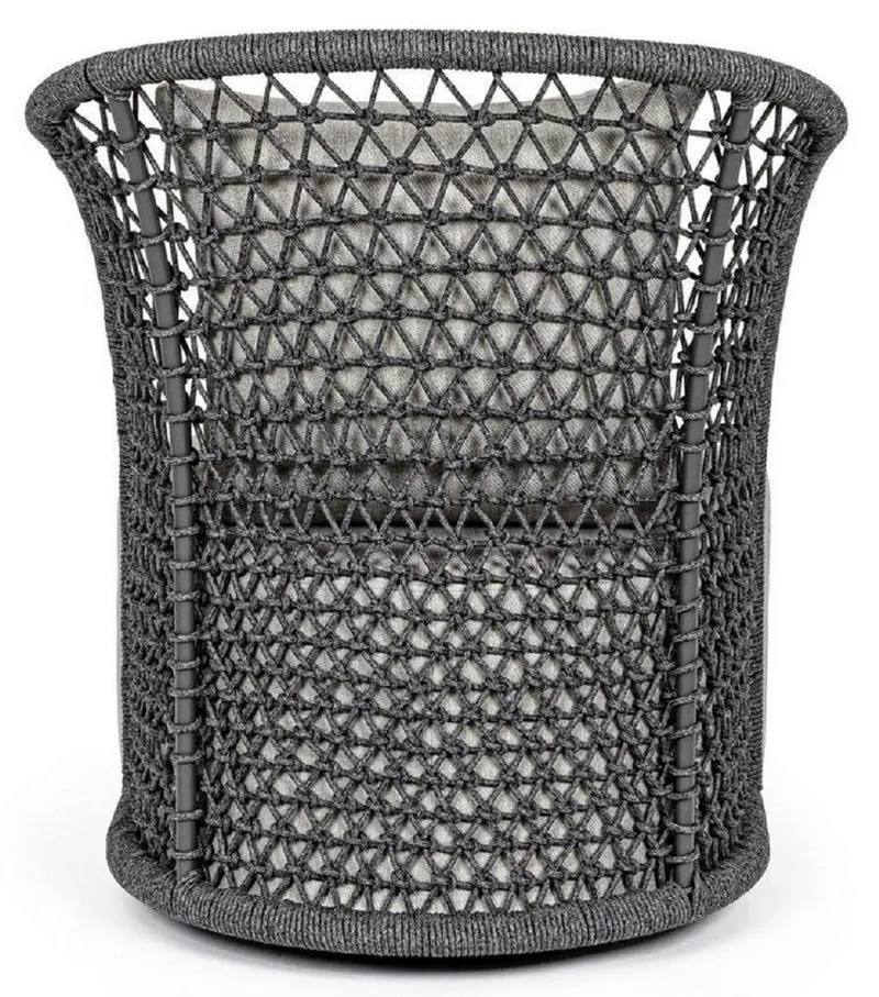 Casa Padrino Luxus Gartensessel mit Kissen Grau / Anthrazit 77 x 81 x H. 93 cm - Wetterbeständiger Garten & Terrassen Sessel - Garten & Terrassen Möbel - Luxus Qualität