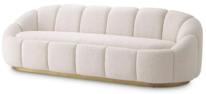 Casa Padrino Luxus Sofa Creme / Messing 230 x 80 x H. 71 cm - Wohnzimmer & Hotel Sofa - Wohnzimmer & Hotel Möbel - Luxus Kollektion