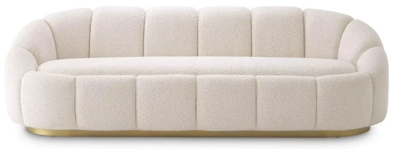 Casa Padrino Luxus Sofa Creme / Messing 230 x 80 x H. 71 cm - Wohnzimmer & Hotel Sofa - Wohnzimmer & Hotel Möbel - Luxus Kollektion