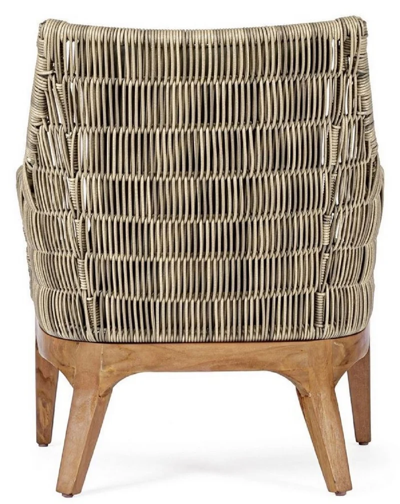 Casa Padrino Luxus Gartensessel mit Kissen Grau / Naturfarben / Braun 69 x 73 x H. 80,5 cm - Wetterbeständiger Garten & Terrassen Sessel - Garten & Terrassen Möbel - Luxus Qualität