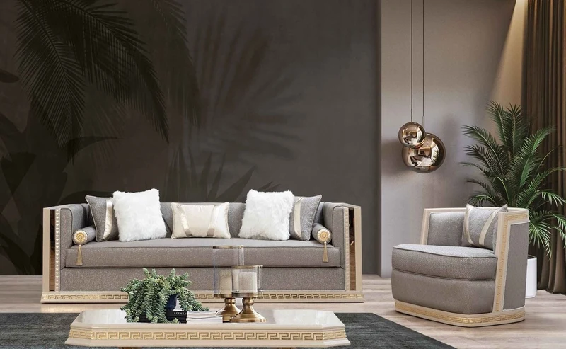 Casa Padrino Luxus Art Deco Sessel Silber / Cremefarben / Gold - Handgefertigter Wohnzimmer Sessel - Art Deco Wohnzimmer Möbel