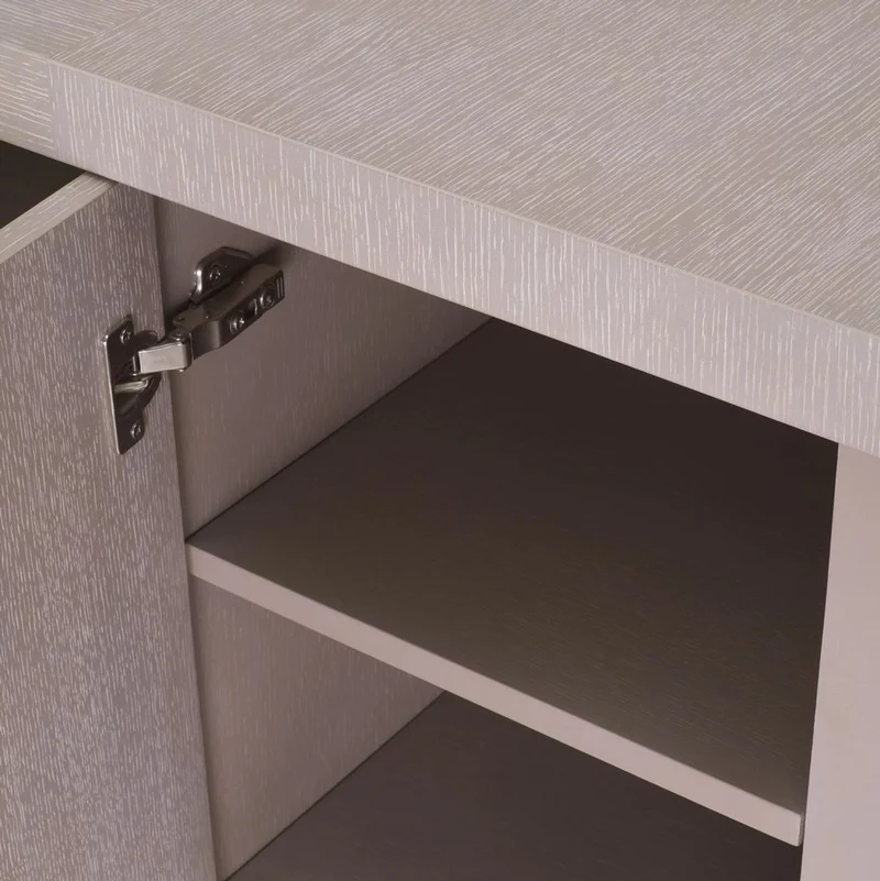 Casa Padrino Luxus Sideboard Grau 220 x 52,5 x H. 85,5 cm - Massivholz Schrank mit 3 Schubladen & 2 Türen - Wohnzimmer & Hotel Möbel - Luxus Qualität