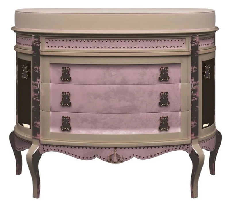 Casa Padrino Luxus Barock Wickelkommode Beige / Rosa - Prunkvolle Kinderzimmer Kommode - Barock Kinderzimmer Möbel - Luxus Qualität - Made in Italy