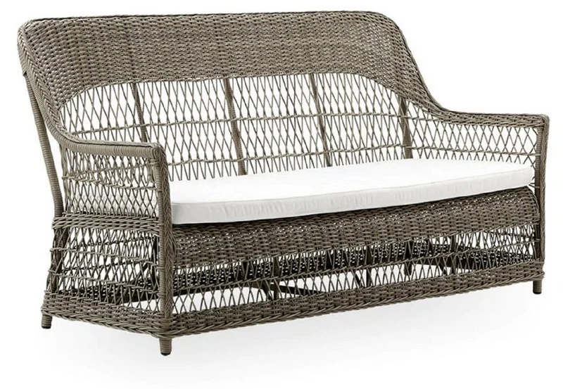 Casa Padrino Luxus Gartensofa mit Sitzkissen Antik Grau / Weiß 191 x 79 x H. 95 cm - Wetterbeständiges Garten & Terrassen Sofa - Garten & Terrassen Möbel - Luxus Qualität