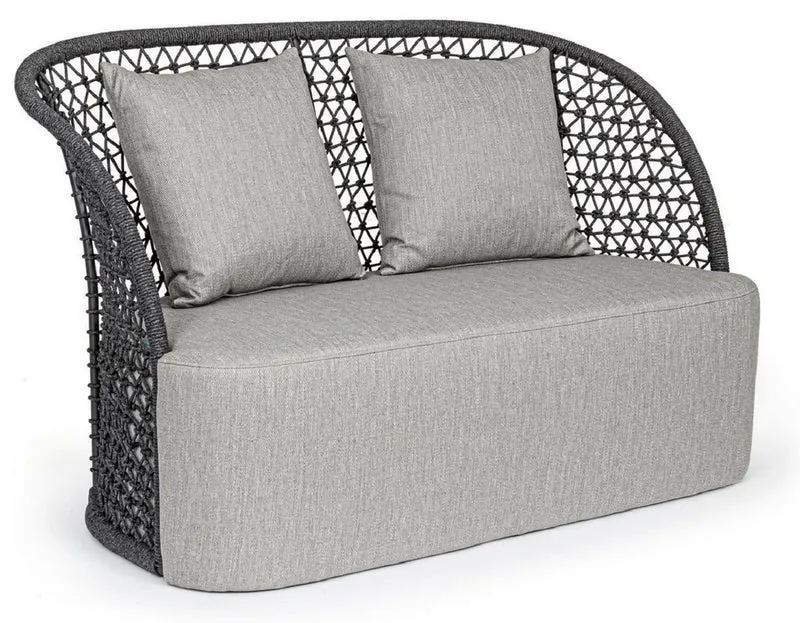 Casa Padrino Luxus Gartensofa mit Kissen Grau / Anthrazit 150 x 81 x H. 93 cm - Wetterbeständiges Garten & Terrassen Sofa - Garten & Terrassen Möbel - Luxus Qualität