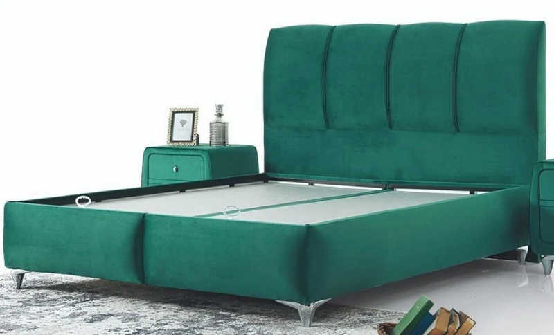 Casa Padrino Luxus Doppelbett Grün / Silber - Modernes Massivholz Bett - Moderne Schlafzimmer & Hotel Möbel - Luxus Kollektion