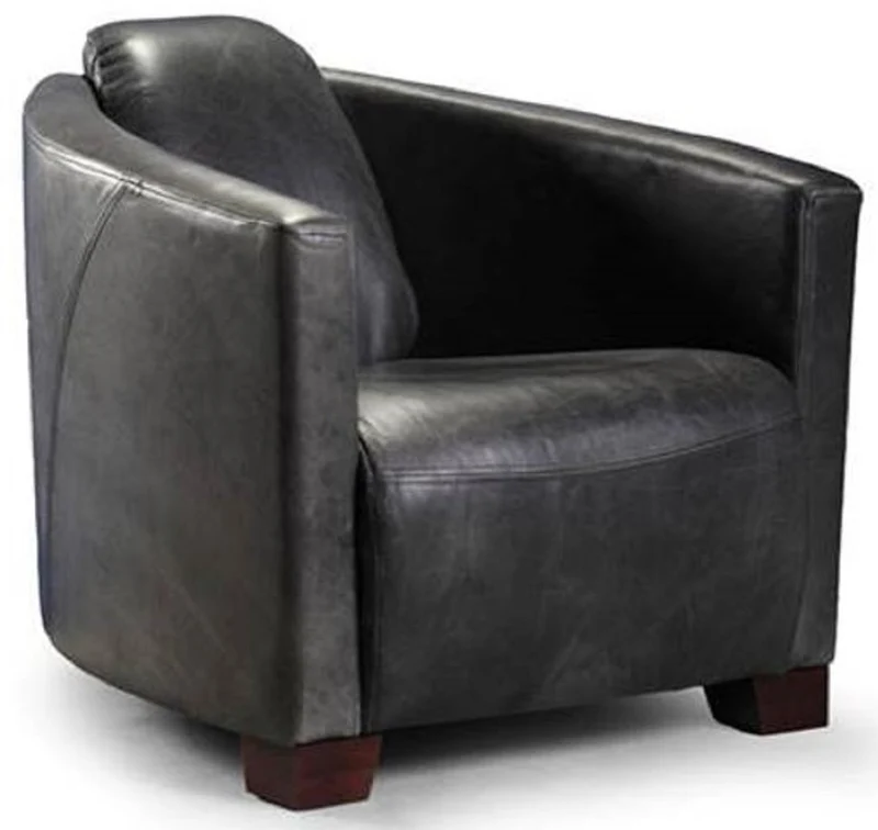 Casa Padrino Luxus Leder Sessel Vintage Schwarz / Dunkelbraun 72 x 90 x H. 67 cm - Echtleder Wohnzimmer Sessel - Wohnzimmer Möbel - Luxus Kollektion
