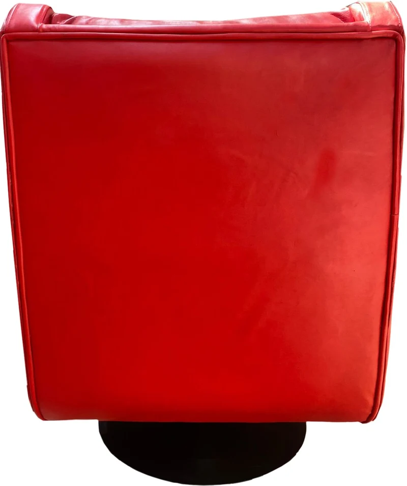 Casa Padrino Luxus Drehsessel Rot / Grau 72 x 82 x H. 96 cm - Relax Sessel - Leder Sessel - Luxus Möbel