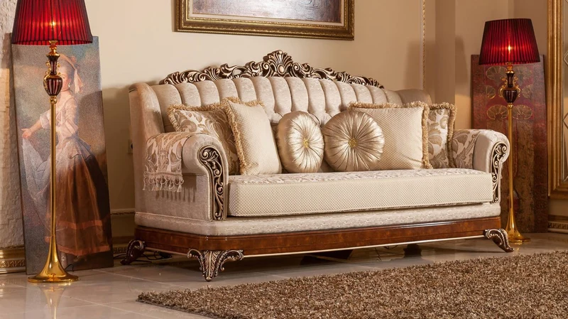Casa Padrino Luxus Barock Sofa Gold / Braun / Bronzefarben - Prunkvolles Wohnzimmer Sofa mit elegantem Muster - Barock Wohnzimmer & Hotel Möbel - Edel & Prunkvoll