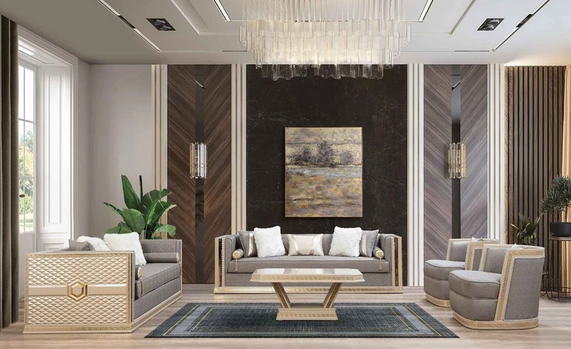 Casa Padrino Luxus Art Deco Couchtisch Cremefarben / Gold - Handgefertigter Massivholz Wohnzimmertisch - Art Deco Wohnzimmer Möbel