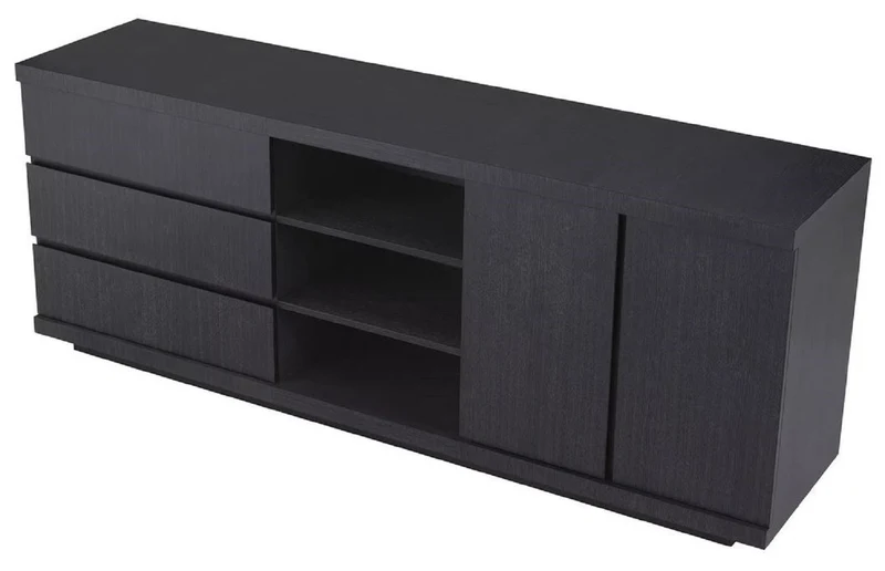 Casa Padrino Luxus Sideboard Schwarzgrau 220 x 52,5 x H. 85,5 cm - Massivholz Schrank mit 3 Schubladen & 2 Türen - Wohnzimmer & Hotel Möbel - Luxus Qualität
