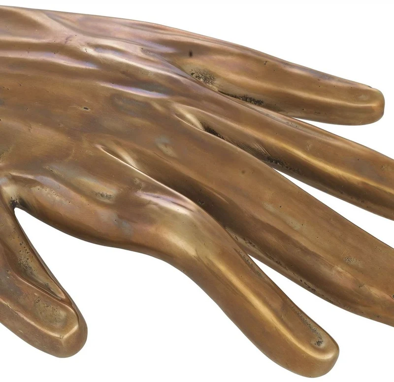 Casa Padrino Luxus Schreibtisch Deko Hand Vintage Messingfarben 29 x 16 x H. 3 cm - Messing Deko Objekt - Luxus Deko Accessoires