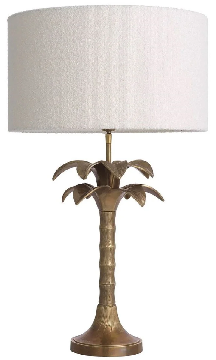 Casa Padrino Luxus Tischleuchte Palme Vintage Messing / Creme Ø 45 x H. 76,5 cm - Schreibtischleuchte im Palmen Design - Luxus Tischleuchten - Luxus Möbel - Luxus Qualität