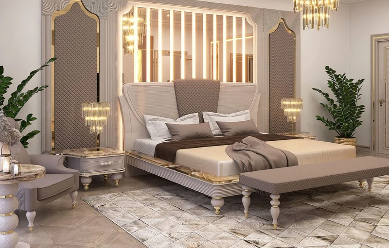 Casa Padrino Luxus Art Deco Nachttisch Set Grau / Weiß / Gold 75 x 50 x H. 48 cm - Prunkvolle Massivholz Nachtkommoden - Art Deco Schlafzimmer & Hotel Möbel - Luxus Kollektion