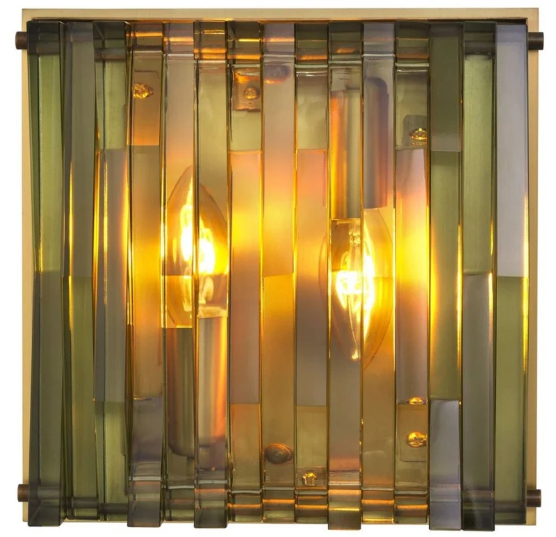 Casa Padrino Luxus Wandleuchte Antik Messingfarben / Grün 24 x 9 x H. 24 cm - Elegante Metall Wandlampe mit Glas Lampenschirm - Luxus Leuchten