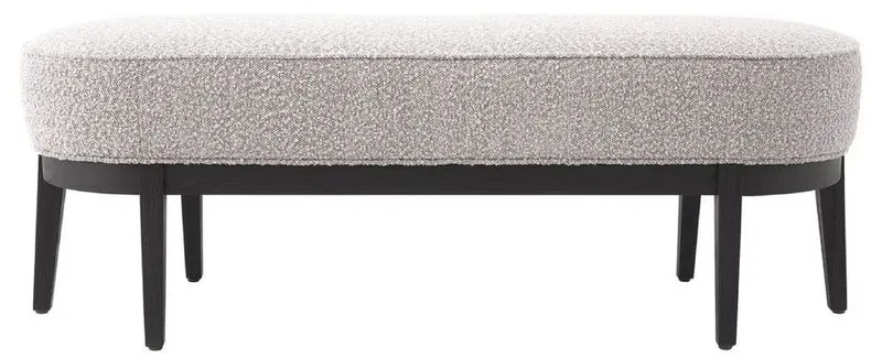 Casa Padrino Luxus Sitzbank Grau / Schwarz 132 x 45 x H. 47 cm - Gepolsterte Wohnzimmer Bank - Wohnzimmer Möbel - Hotel Möbel - Luxus Kollektion