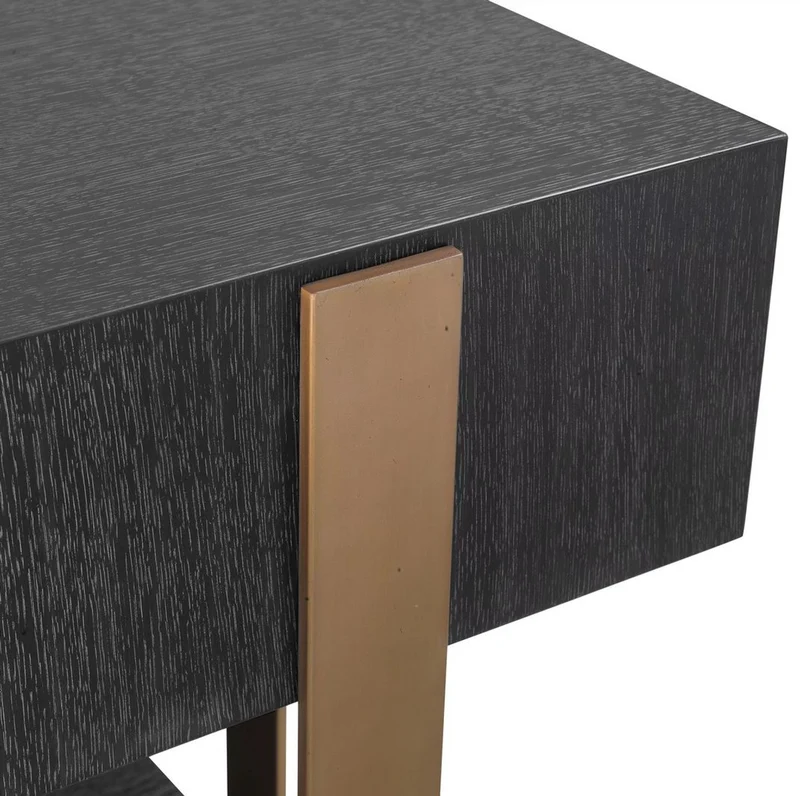 Casa Padrino Luxus Designer Konsole Schwarzgrau / Messingfarben 180 x 42,5 x H. 76,5 cm - Moderner Konsolentisch - Luxus Designer Möbel