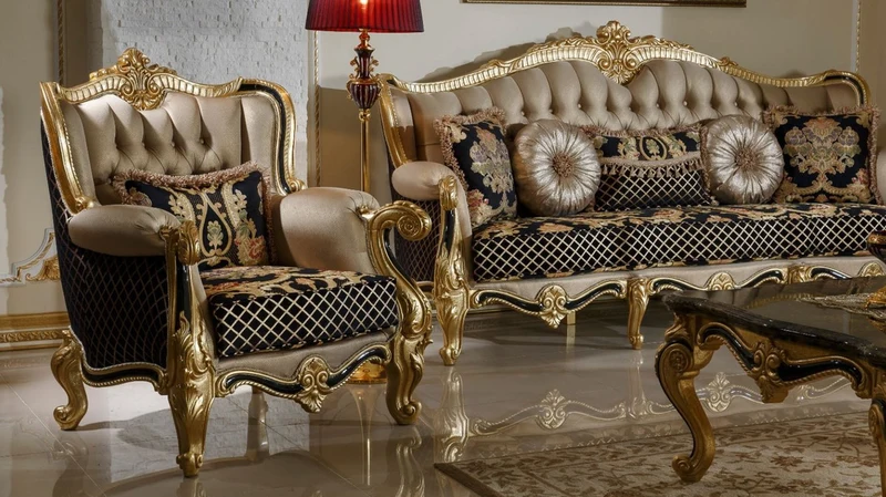 Casa Padrino Luxus Barock Sessel Gold / Schwarz / Mehrfarbig / Gold - Prunkvoller Wohnzimmer Sessel mit elegantem Muster - Barock Wohnzimmer Möbel