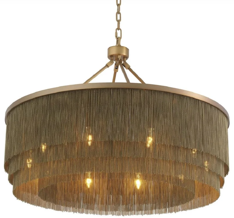 Casa Padrino Luxus Stahl Kronleuchter Antik Messingfarben Ø 90 x H. 61 cm - Runder Hotel & Restaurant Kronleuchter - Luxus Qualität