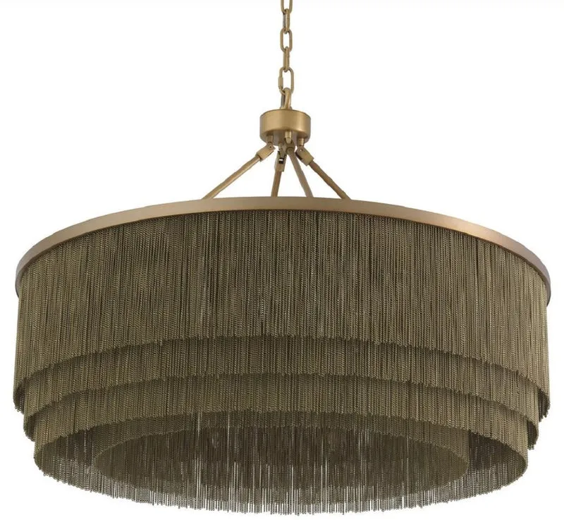 Casa Padrino Luxus Stahl Kronleuchter Antik Messingfarben Ø 90 x H. 61 cm - Runder Hotel & Restaurant Kronleuchter - Luxus Qualität