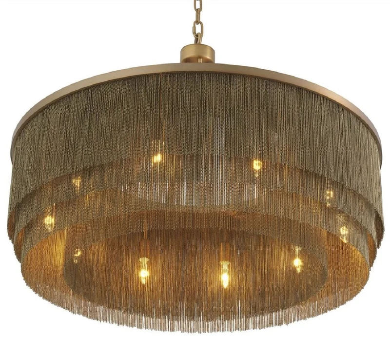 Casa Padrino Luxus Stahl Kronleuchter Antik Messingfarben Ø 90 x H. 61 cm - Runder Hotel & Restaurant Kronleuchter - Luxus Qualität