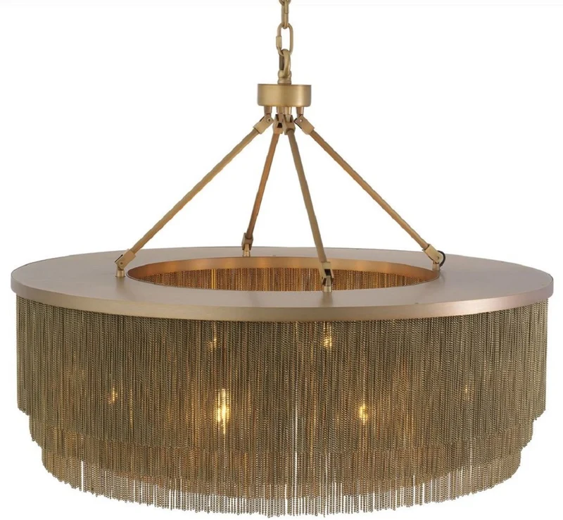 Casa Padrino Luxus Stahl Kronleuchter Antik Messingfarben Ø 90 x H. 61 cm - Runder Hotel & Restaurant Kronleuchter - Luxus Qualität