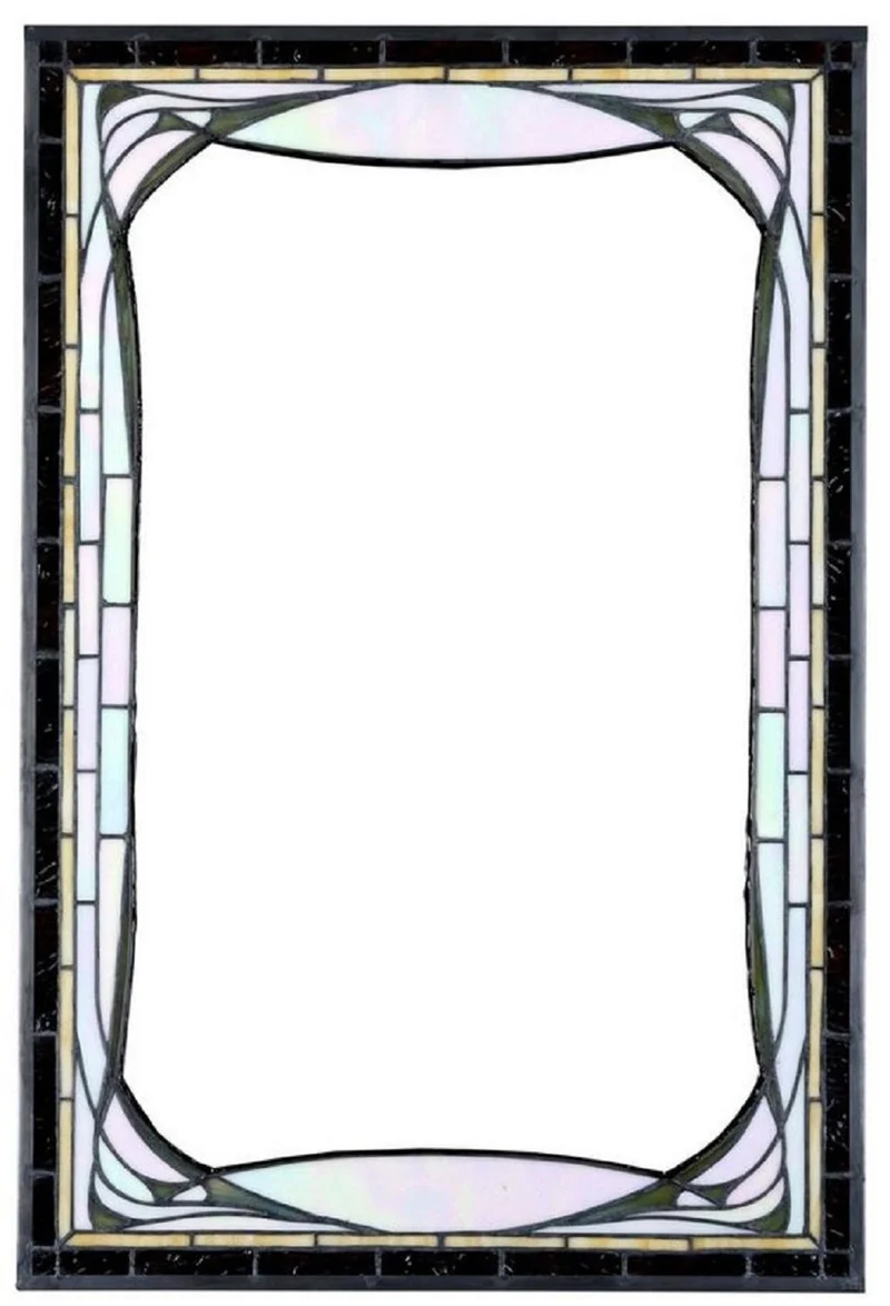 Casa Padrino Luxus Tiffany Wandspiegel Mehrfarbig 50 x H. 75 cm - Rechteckiger Jugendstil Wohnzimmer Spiegel - Schlafzimmer Spiegel - Garderoben Spiegel - Luxus Tiffany Möbel