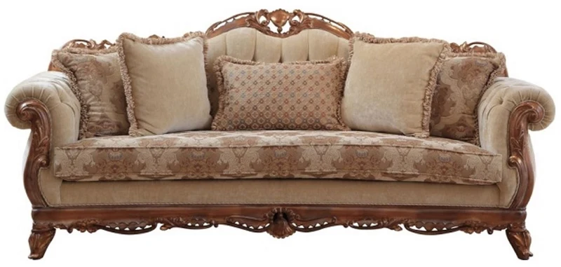 Casa Padrino Luxus Barock Wohnzimmer Set Beige / Braun - 2 Sofas & 2 Sessel & 1 Couchtisch - Handgefertigte Wohnzimmer Möbel im Barockstil - Edel & Prunkvoll