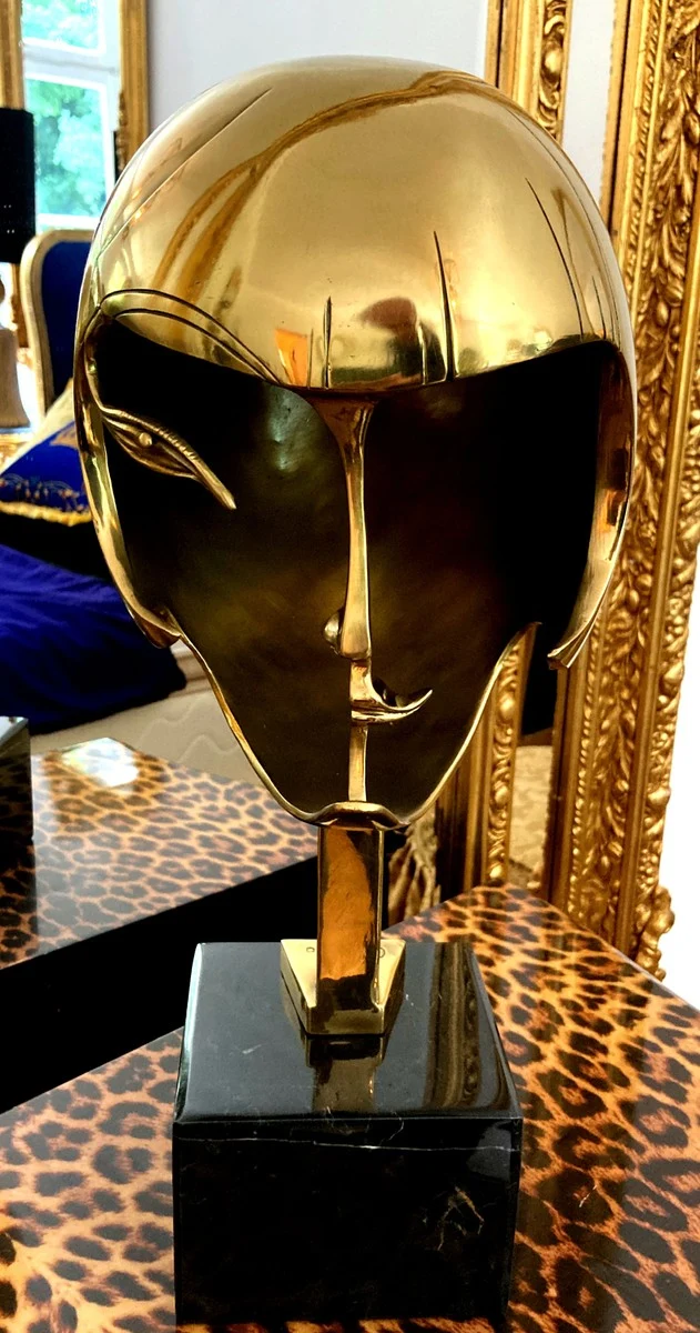 Bronze Skulptur nach Pablo Gargallo Kiki de Montparnasse Jugendstil Art Noveau 1928 Goldene Kopfbüste Diva Helmet Mask Maske Gold Kunst Künstler 1928