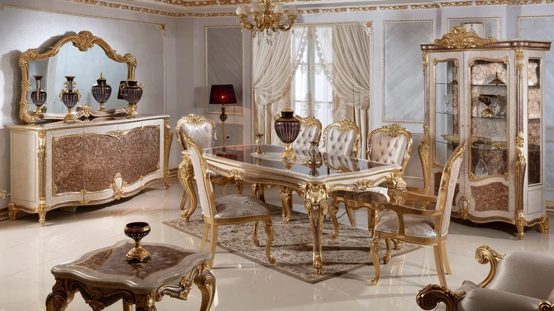 Casa Padrino Luxus Barock Vitrine Weiß / Braun / Gold - Prunkvoller Massivholz Vitrinenschrank mit 2 Glastüren und 3 Glasregalen - Barock Möbel - Edel & Prunkvoll