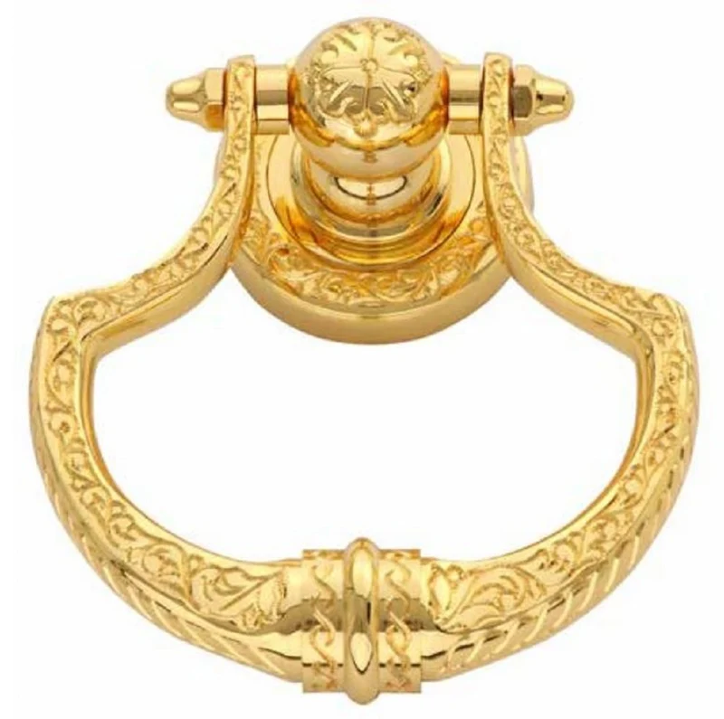 Casa Padrino Luxus Barock Türklopfer Gold 11 x H. 14 cm - Messing Türklopfer mit 24 Karat Vergoldung - Barock Wohnaccessoires