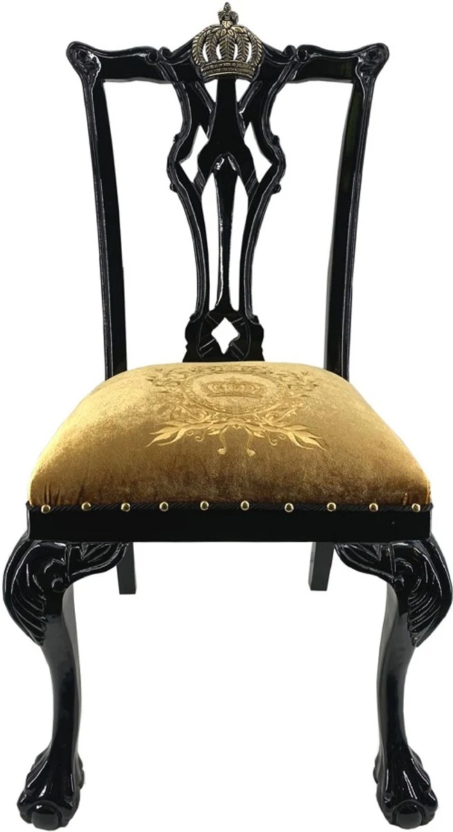Pompöös by Casa Padrino Luxus Barock Esszimmerstühle Gold / Schwarz - Pompööse Barock Stühle designed by Harald Glööckler - 4 Esszimmerstühle - Barock Esszimmer Möbel
