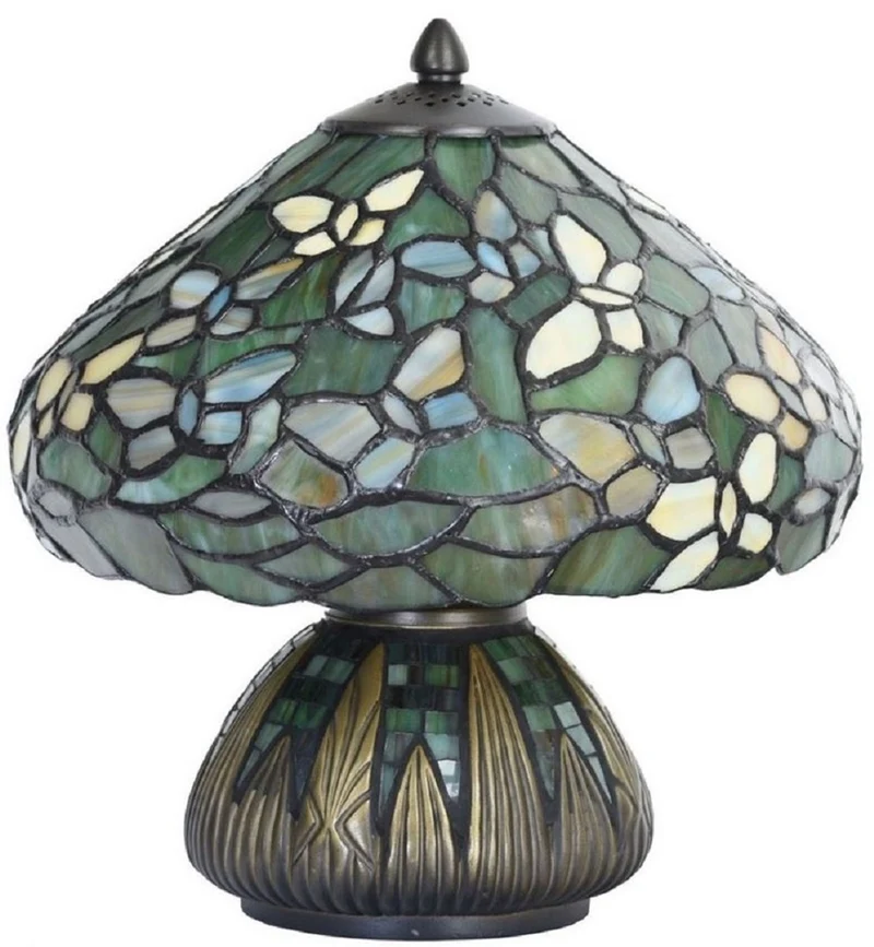 Casa Padrino Luxus Tiffany Tischleuchte Mehrfarbig Ø 25 x H. 23,5 cm - Schreibtischleuchte - Wohnzimmer Deko Leuchte - Tiffany Leuchten