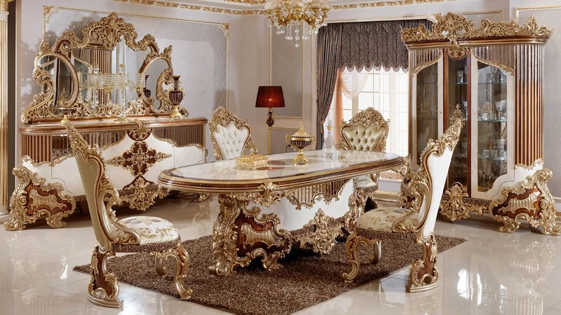 Casa Padrino Luxus Barock Vitrine Weiß / Braun / Gold - Prunkvoller Massivholz Vitrinenschrank mit 2 Glastüren - Handgefertigte Barock Möbel - Edel & Prunkvoll