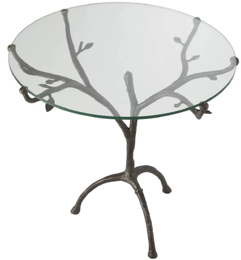 Casa Padrino Luxus Beistelltisch Bronzefarben Ø 79,5 x H. 75 cm - Runder Dreibein Messing Tisch mit Glasplatte - Wohnzimmer Möbel - Luxus Möbel