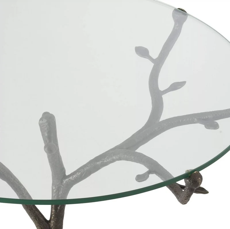 Casa Padrino Luxus Beistelltisch Bronzefarben Ø 79,5 x H. 75 cm - Runder Dreibein Messing Tisch mit Glasplatte - Wohnzimmer Möbel - Luxus Möbel