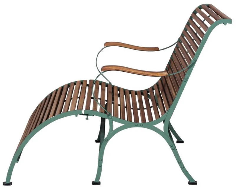 Casa Padrino Luxus Jugendstil Gartenbank Braun / Grün 107 x 150 x H. 91 cm - Garten & Terrassen Sitzbank mit Armlehnen und Fußstütze - Jugendstil Garten & Terrassen Möbel
