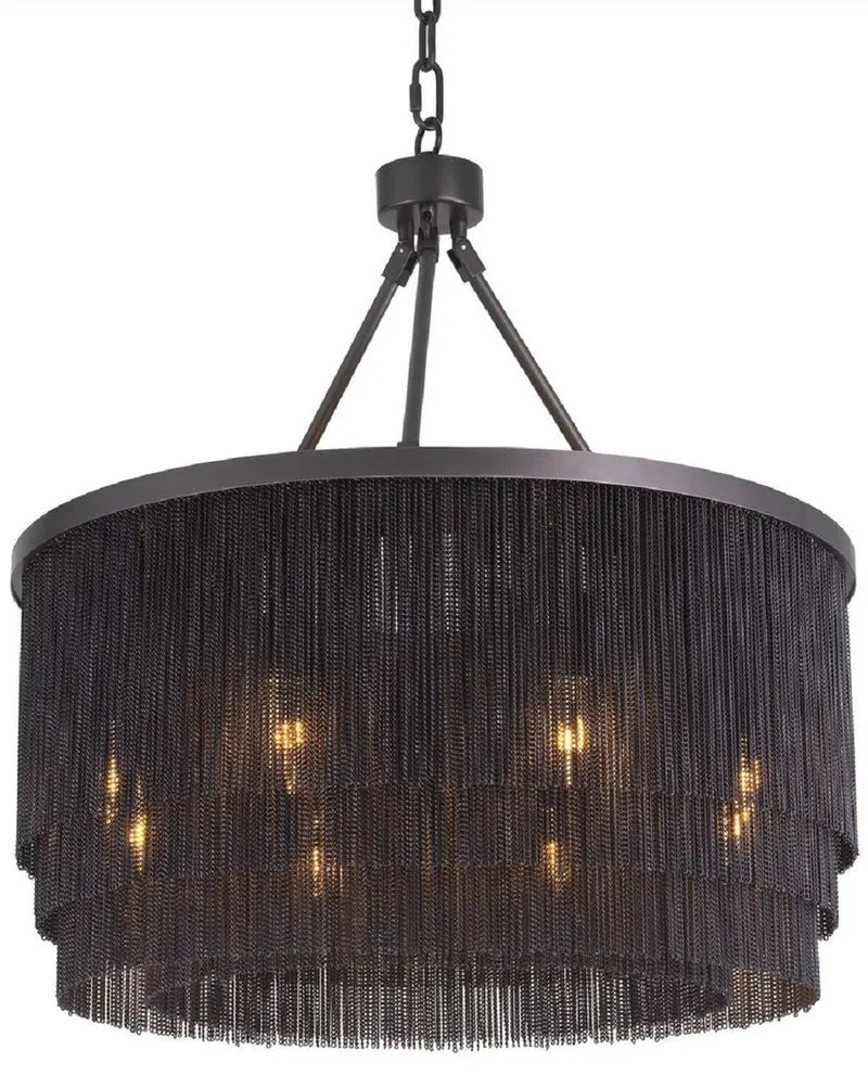 Casa Padrino Luxus Stahl Kronleuchter Bronzefarben Ø 60 x H. 68 cm - Runder Hotel & Restaurant Kronleuchter - Luxus Qualität