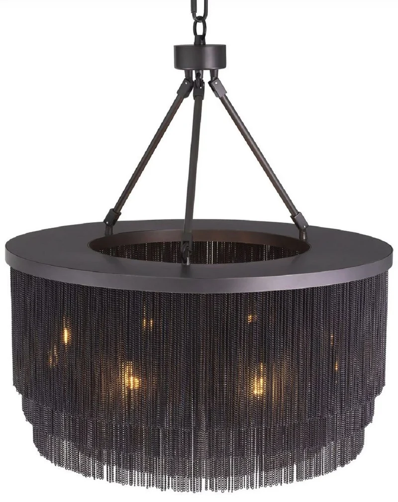 Casa Padrino Luxus Stahl Kronleuchter Bronzefarben Ø 60 x H. 68 cm - Runder Hotel & Restaurant Kronleuchter - Luxus Qualität