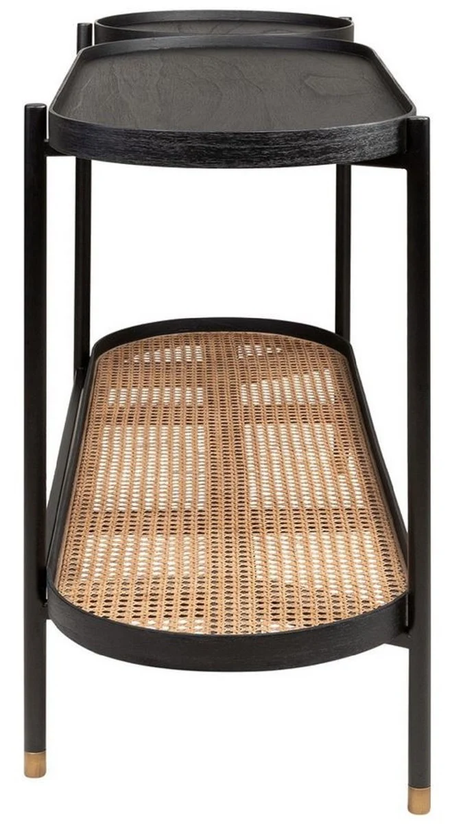 Casa Padrino Luxus Konsole Schwarz / Naturfarben / Messingfarben 134,5 x 42,5 x H. 78 cm - Wohnzimmer & Hotel Möbel - Luxus Qualität