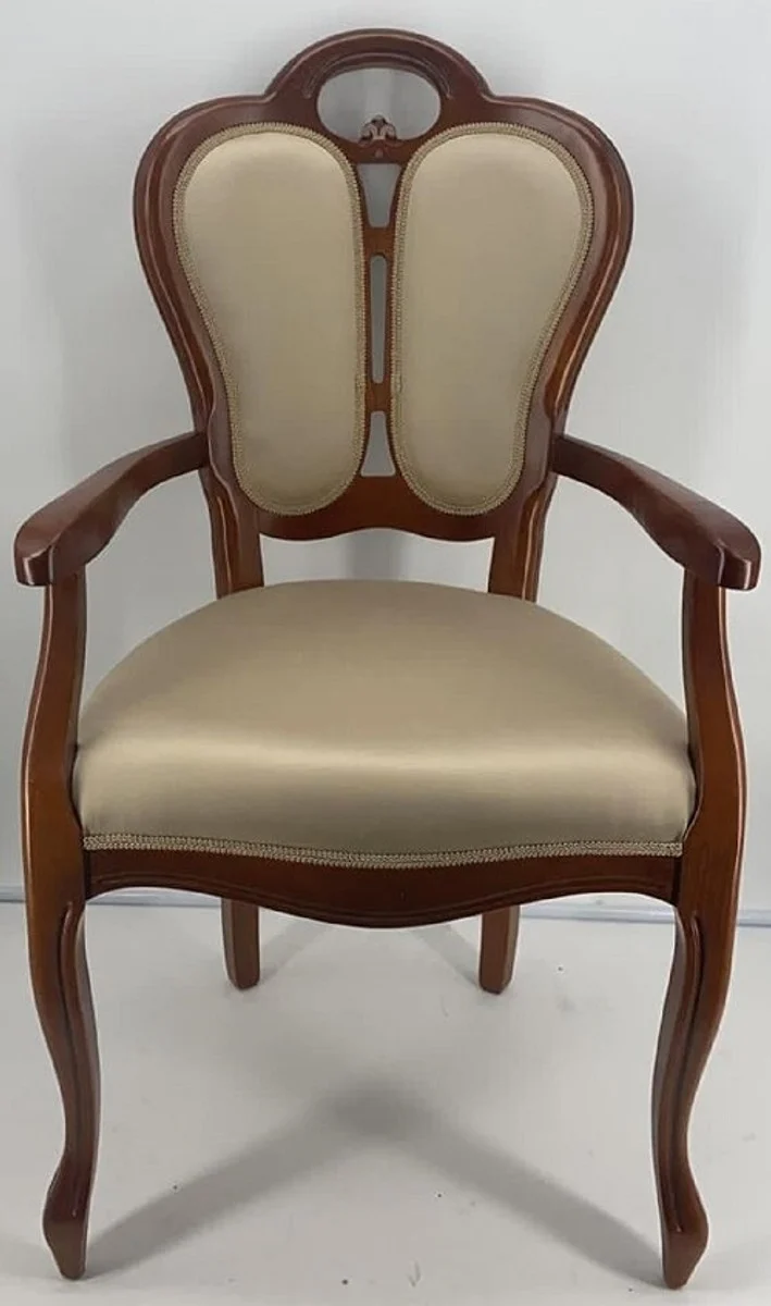 Casa Padrino Luxus Jugendstil Esszimmerstuhl 6er Set Gold / Braun 57 x 43 x H. 105 cm - Gepolsterte Massivholz Stühle mit Armlehnen - Jugendstil Esszimmermöbel